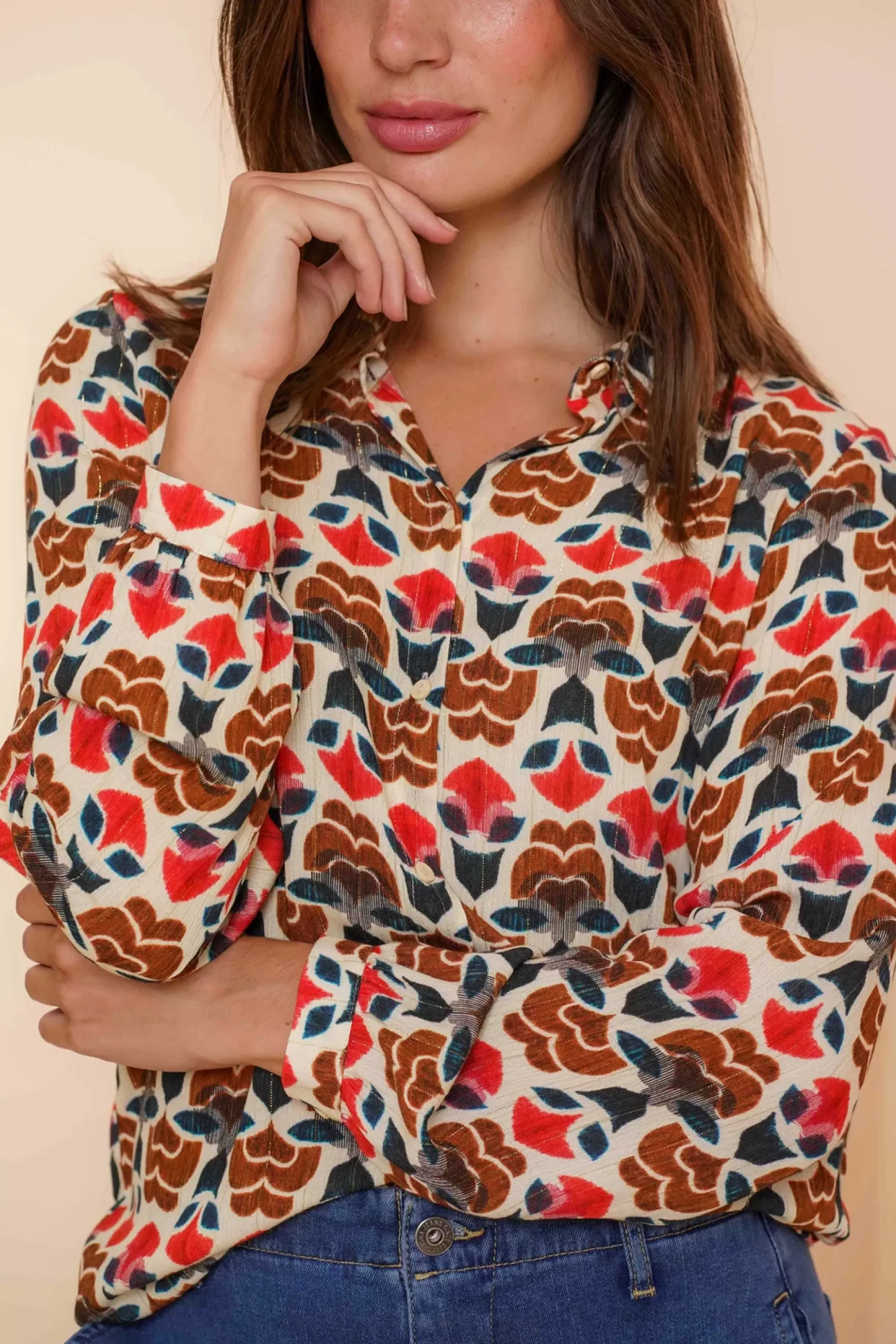 geisha_dames_blouse_met_grafische_print__5-1.webp Geisha Fashion Blouses*Geisha Dames Blouse Met Grafische Print 43680-20 blue