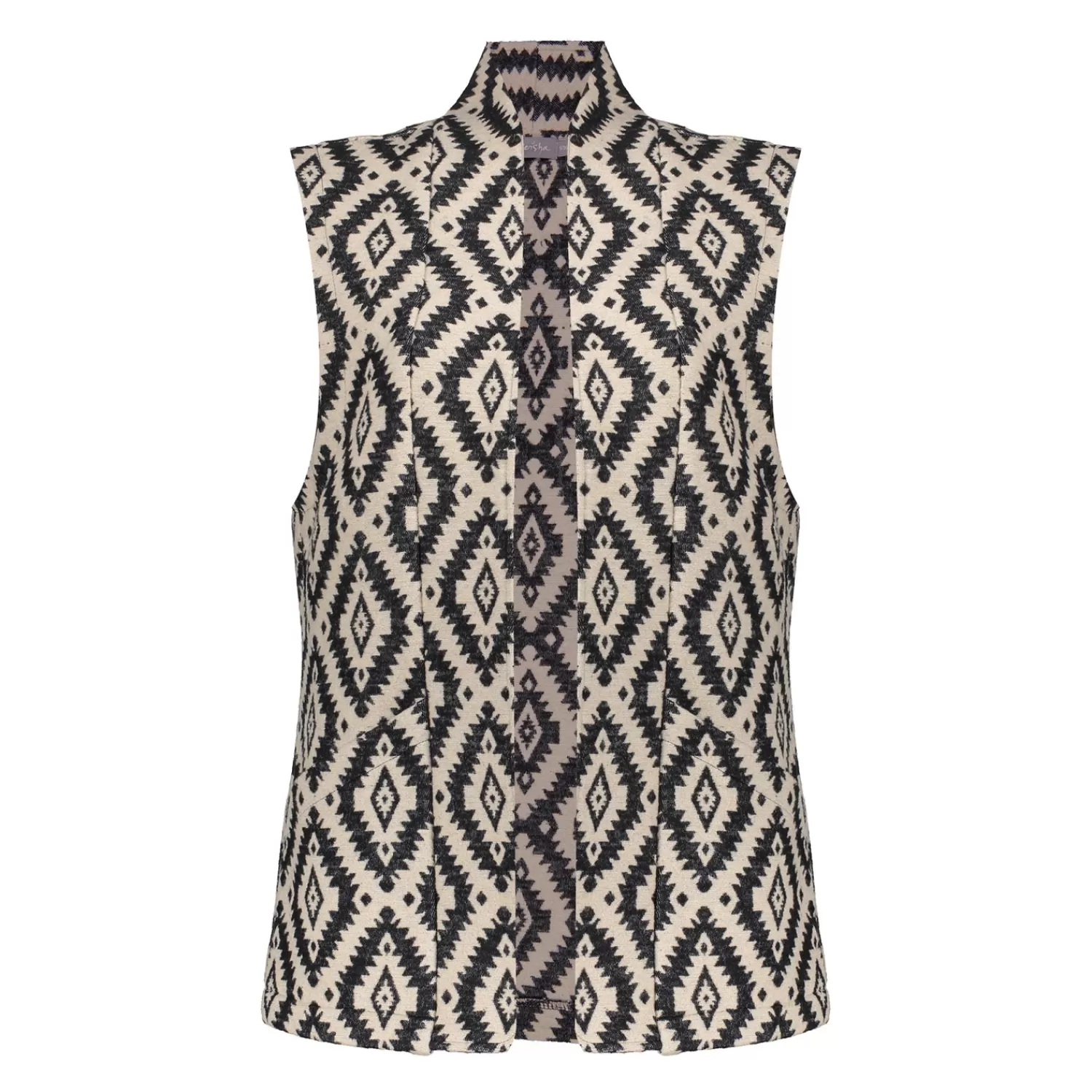 Geisha Fashion Truien & Vesten*Geisha Dames Gilet Met Jacquard Gebreid Patroon 45584-21 zwart
