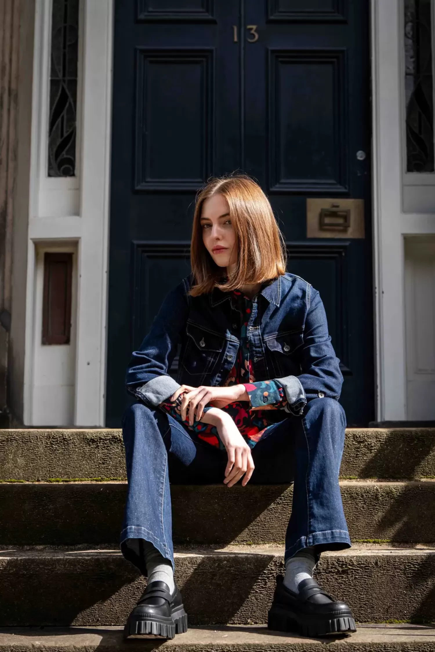 geisha_dames_jeans_flare_dark_rinse_met_lurex__5.webp Geisha Fashion Broeken | Denim*Geisha Dames Jeans Flare Dark Rinse Met Lurex 41511-10 dark blue denim