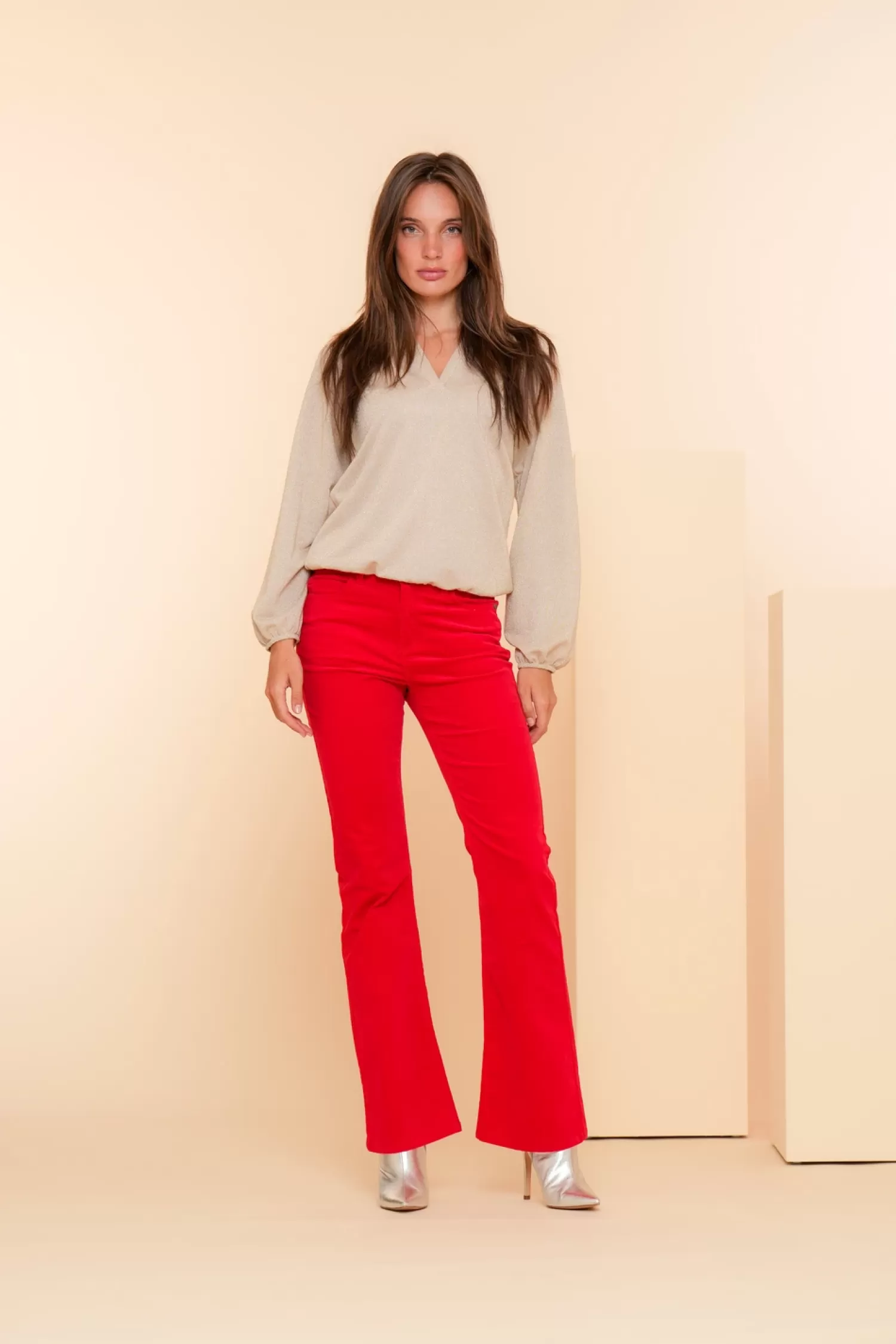 geisha_dames_lurex_vhals_top__2.webp Geisha Fashion Tops & T-shirts*Geisha Dames Lurex V-hals Top 42657-20 gold