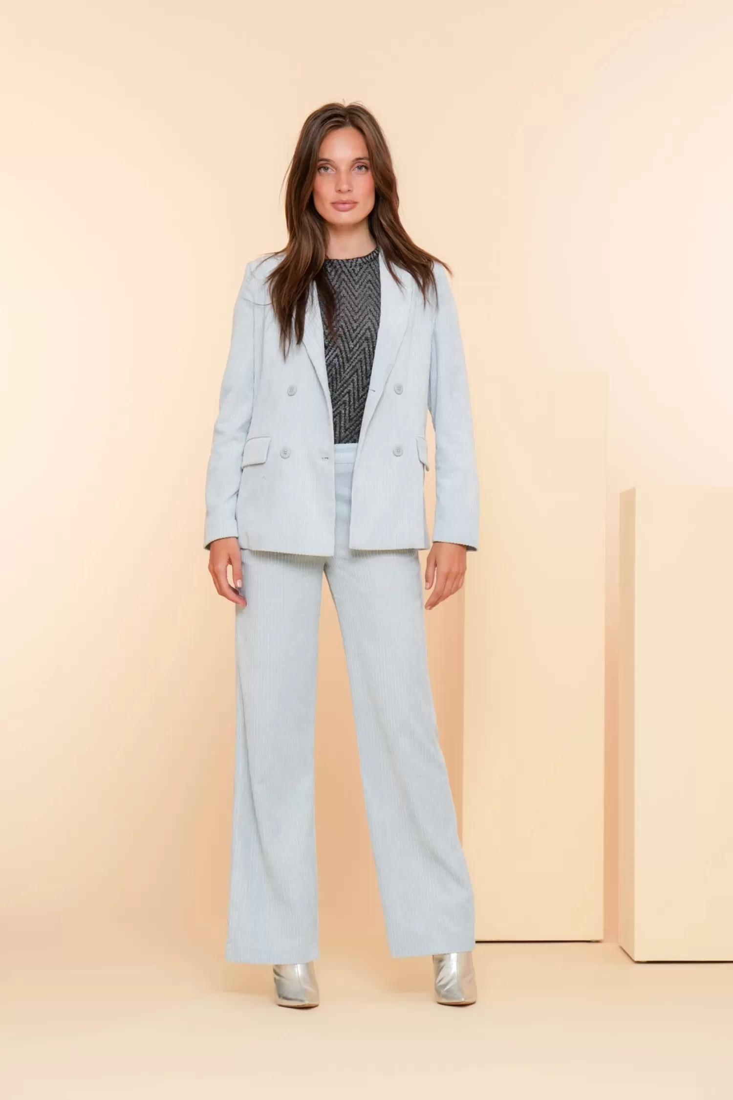 Geisha Fashion Broeken | Denim*Geisha Dames Ribfluwelen Pantalon 41530-10 blue