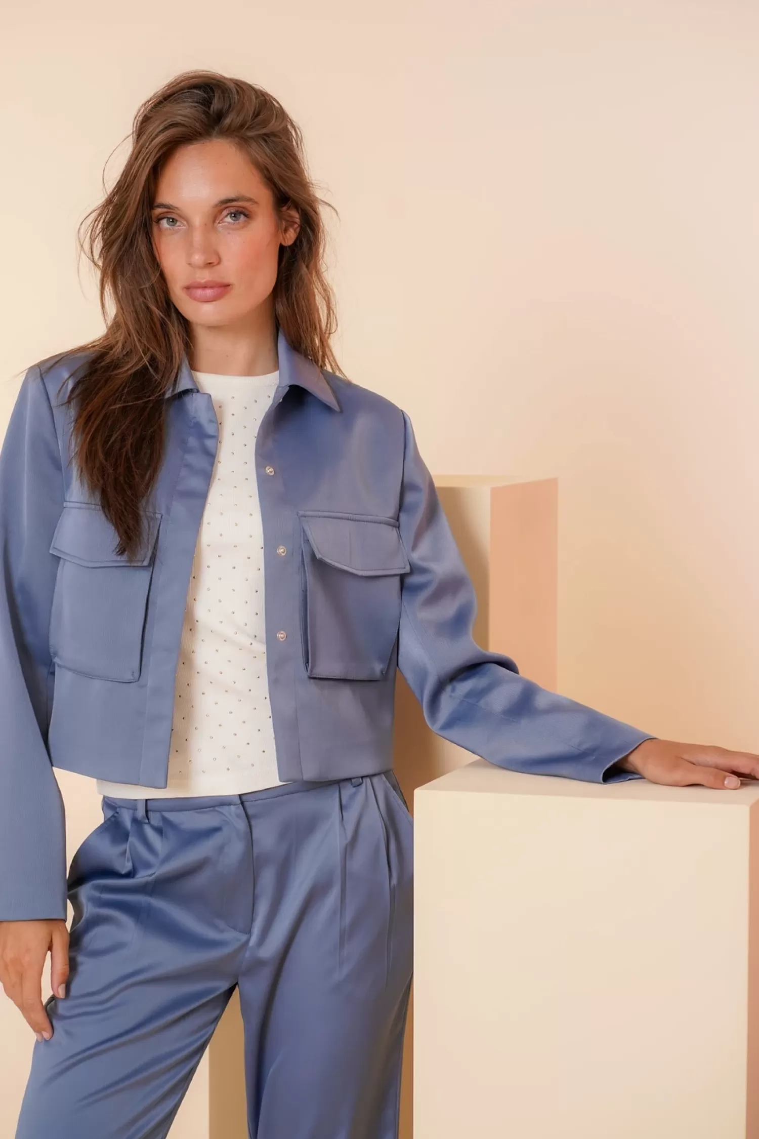 Geisha Fashion Jasjes & Blazers*Geisha Dames Satijne Jasje 45581-21 blue