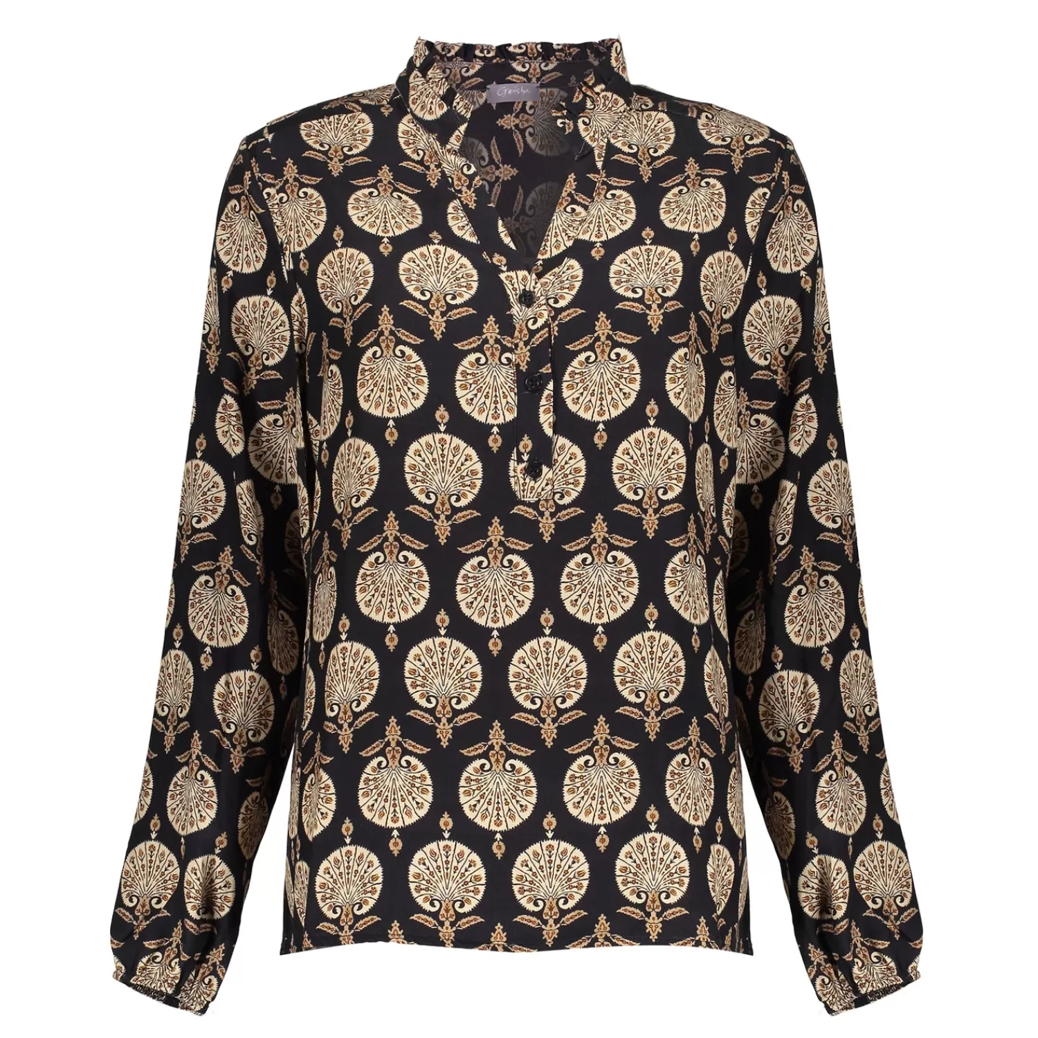 Geisha Fashion Tops & T-shirts*Geisha Dames Top Met Print 43561-70 zwart