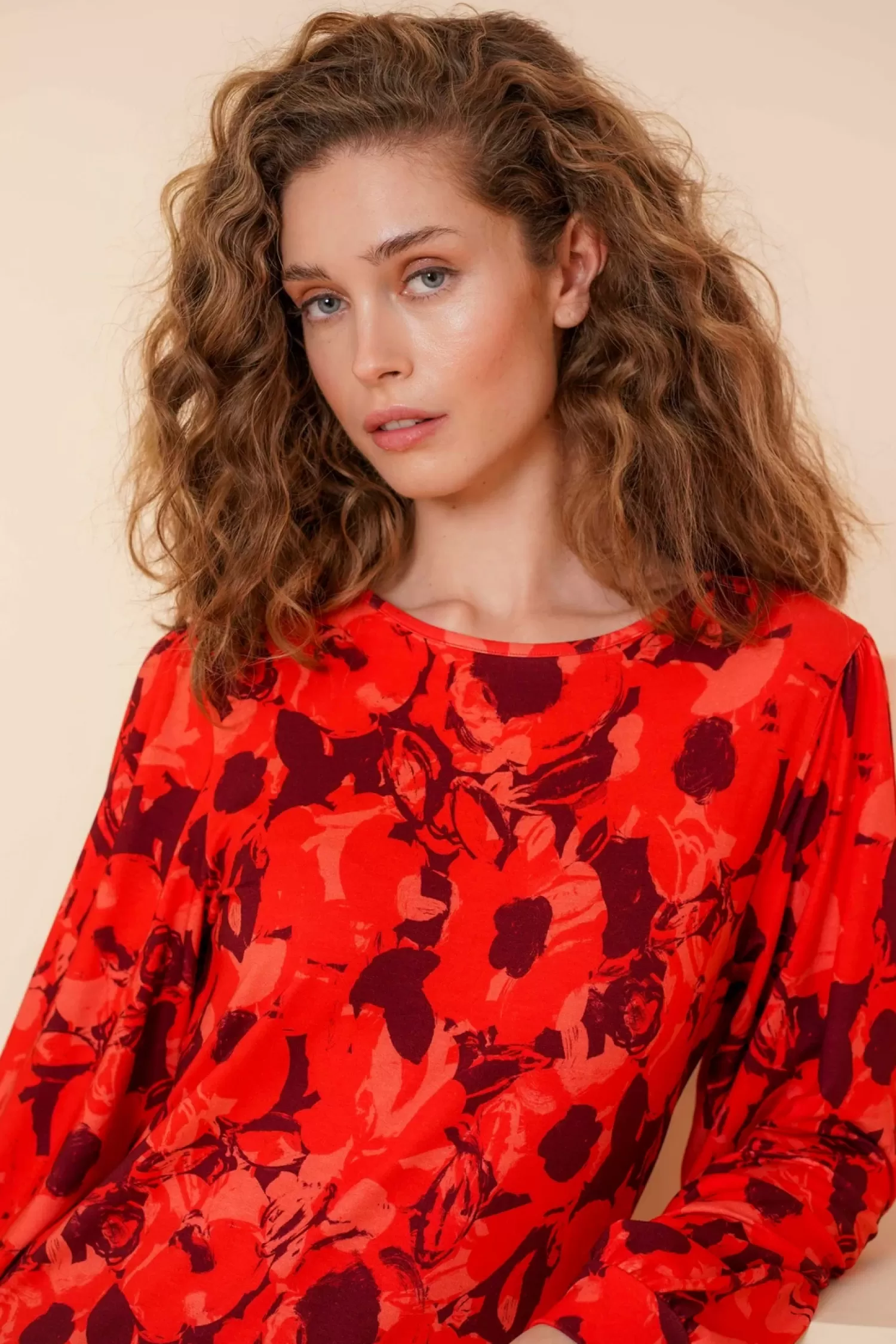 geisha_dames_top_met_print__2.webp Geisha Fashion Tops & T-shirts*Geisha Dames Top Met Print 42545-60 dark red