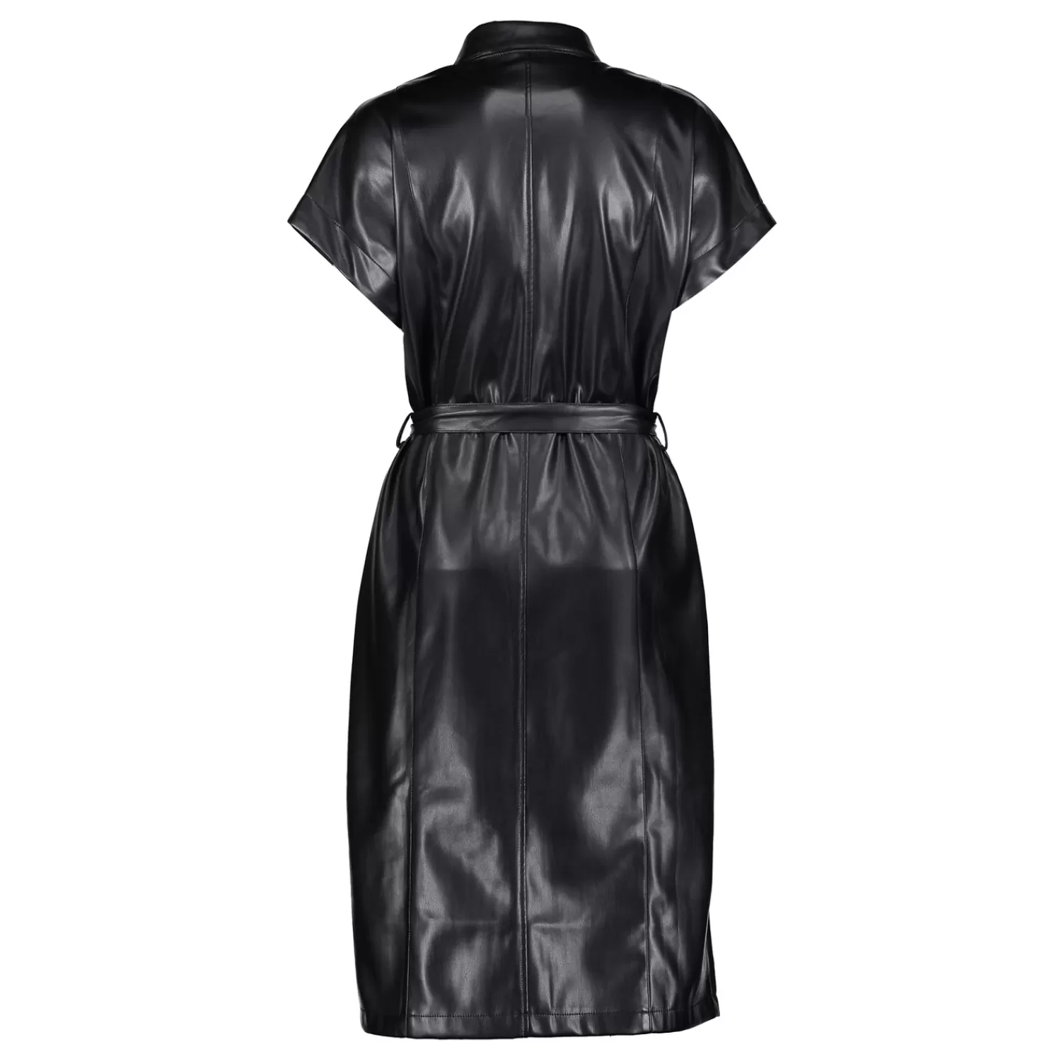 geisha_dames_vegan_leather_look_shirtdress__3.webp Geisha Fashion Jurken & Jumpsuits*Geisha Dames Vegan Leather Look Shirtdress 47503-10 zwart