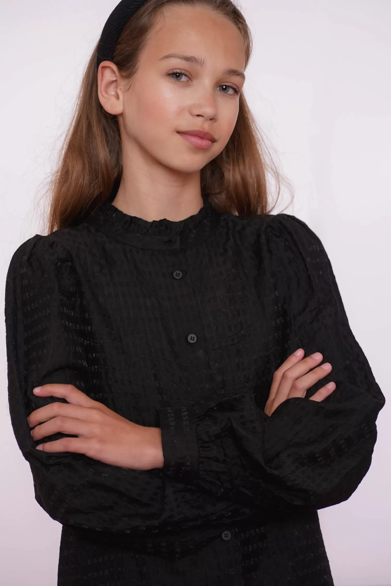 geisha_girls_ruffle_blousje_zwart_k_2.webp Geisha Fashion Tops & T-shirts | Blouses*Geisha Girls Ruffle Blousje 43633K-26 zwart