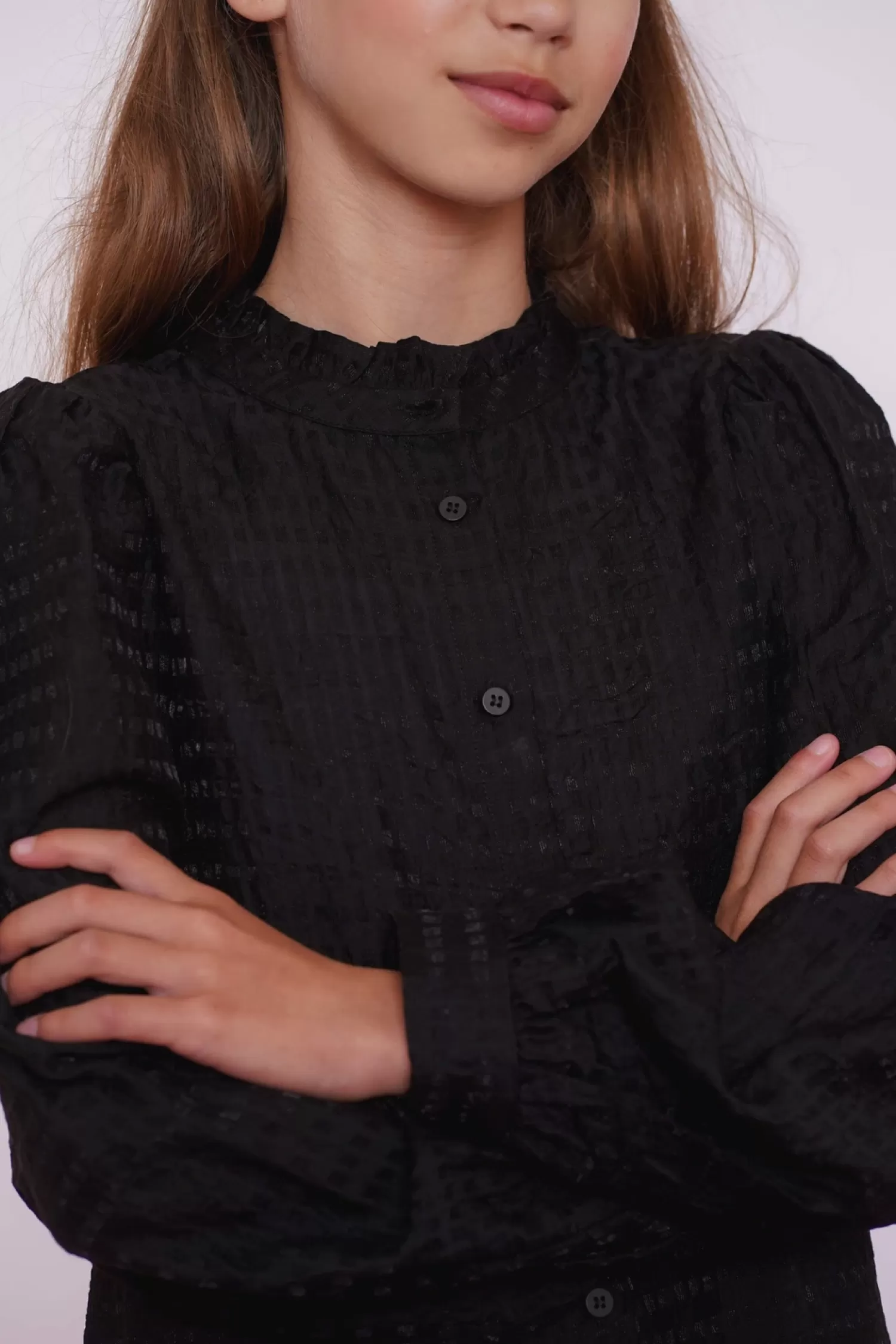 geisha_girls_ruffle_blousje_zwart_k_4.webp Geisha Fashion Tops & T-shirts | Blouses*Geisha Girls Ruffle Blousje 43633K-26 zwart